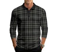 Polo Homme Manches Longues à Carreaux Fashion Casual Loose Fit T-Shirt col boutonné Haut (FR/ES, Alpha/Lettres, S, Taille Normale, Taille Normale, 19)