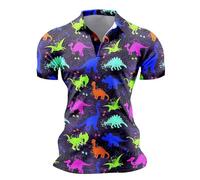 Polo Homme Manches Longues,élégant pour Hommes - Snap de détente Quotidien et activités Outdoor Estival imprimé Tendance Confort Toute la journée vêtement Polyvalent pour Plage et (Navy, L)