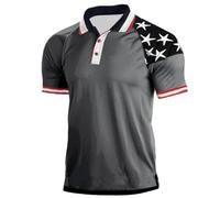 Polo Homme, Manches Longues Hagelman Chemise Courtes Pullin 1776 Independence Day Flag (Grey L)