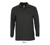 Polo Homme Noir - L - Manches longues - Maille piquée 210 - 100% coton peigné Ringspun XXXL