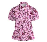 Polo Homme Octobre Rose Manche Courte Col Rond Imprimé Ruban Rose Cancer du Sein Tshirt-À Manches Courtes Hauts Grande Taille 2025 Cadeau Homme