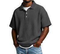 Polo Homme,Polo Homme Blanc, pour à Manches, col à, Boutons, texturées, Coupe Ample, Style cubain, idéales pour l'été et la Plage, avec Poche et Grandes Tailles. X Grands pour (Black, XXXL)