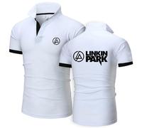 Polo Homme pour Linkin Park Sports T-Shirt À Manches Courtes Polos De Golf Décontractés Élégants Chemises À Col Athlétique T-Shirts D'été Évacuant L'humidité,White-L