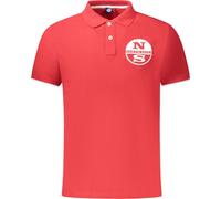 Polo homme rouge à manches courtes avec détails contrastés et logo imprimé, taille : S Couleur : Rosso
