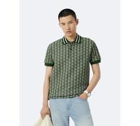 Polo Lacoste col bord-côtes manches courtes vert foncé - M