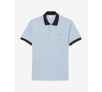 Polo Lacoste coupe classique à côtes contrastées manches courtes bleu - XL