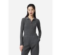 Polo Lacoste Slim Fit L.12.D manches longues gris femme - 38
