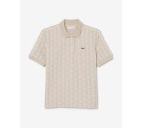 Polo Lacoste Slim Fit Monogramme Jacquard manches courtes beige blanc femme - 34