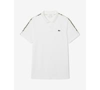 Polo Lacoste Ultra Dry à rayures de marque manches courtes blanc - M
