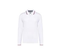 Polo maille piquée manches longues Kariban - white/navy/red XL
