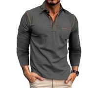 Polo Manche Longue Homme Col Revers- Tee Shirt Sport Décontracté Coupe Slim Passe-Partout Haut Chic Léger Doux De Tous Les Jours Confortable Classiques Simple Top pour Automne Streetwear