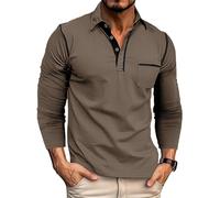 Polo Manche Longue Homme Col Revers- Tee Shirt Sport Décontracté Coupe Slim Passe-Partout Haut Chic Léger Doux De Tous Les Jours Confortable Classiques Simple Top pour Automne Streetwear