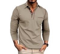 Polo Manche Longue Homme Col Revers- Tee Shirt Sport Décontracté Coupe Slim Passe-Partout Haut Chic Léger Doux De Tous Les Jours Confortable Classiques Simple Top pour Automne Streetwear