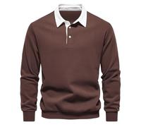 Polo Manche Longue Homme Vintage, Sweat De Travail Homme Décontracté Couleur Unie Simple Coupe Slim Confortable Sweatshirt Classiques Chic Passe-Partout Tempérament Léger Automne Basique Pullover