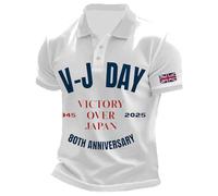 Polo Manche Longue,Tshirt Manche Longue Homme,Décontracté Homme Body Capuche Classique Imprimé Journal Européen Journée de la Guerre Édition Commémorative sans Collet (White, S)