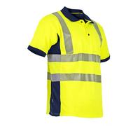 Polo manches courtes Vision haute visibilité, anti-UV - Jaune fluo/Marine - LMA - 9153