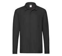 Polo Manches Longues Coton Piqué Fruit of the Loom Boutons Noir/Navy/Vert