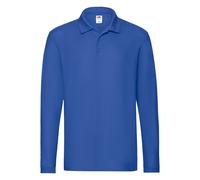 Polo Manches Longues Coton Piqué Fruit of the Loom Boutons Noir/Navy/Vert