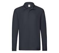 Polo Manches Longues Coton Piqué Fruit of the Loom Boutons Noir/Navy/Vert