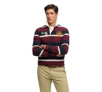 Polo manches longues double emblÃšme Ã rayures Superdry Rugby Bleu S