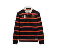 Polo manches longues double emblÃšme Ã rayures Superdry Rugby Bleu S