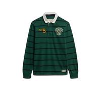 Polo manches longues double emblÃšme Ã rayures Superdry Rugby Vert XL