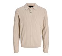 Polo manches longues en maille Jack & Jones Blakai Styd Beige L