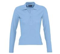 Polo manches longues - Femme - 11317 - Bleu ciel - 100% coton - Coupe ajustée - Col polo S