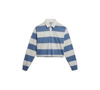 Superdry Athletic Essential Cropped Stripe Rugby Long Sleeve Polo Bleu M Femme