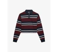 Superdry Athletic Essential Cropped Stripe Rugby Long Sleeve Polo Rouge L Femme