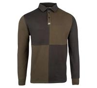 JACK PYKE Polo de rugby à manches longues pour homme - Polo en polycoton durable avec poignets côtelés - Design à quartiers et col boutonné pour sports de campagne, tir et tenue décontractée - Vert