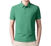Polo noir à manches longues 2024 pour homme, coupe droite, chemises d'affaires décontractées pour hommes, vert menthe, 4XL