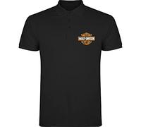 Polo noir avec logo Harley, design classique et élégant pour motards, 100 % coton, Noir , M