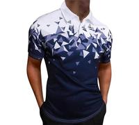 Polo noir pour homme - Polo blanc 2024 tendance pour homme - T-shirt tendance imprimé à col rond - T-shirt à manches courtes - Confortable et léger - Polo à manches courtes pour homme, bleu, M