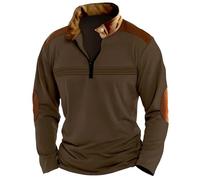 Polo Noir Pull Col Monté Homme Manches Longues Automne Hiver Fermeture Éclair Style sans Capuche Chemise Homme Blanche T-Shirt Polo Gant Tennis Fincut (Brown, L)