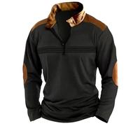 Polo Noir Pull Col Monté Homme Manches Longues Automne Hiver Fermeture Éclair Style sans Capuche Chemise Homme Blanche T-Shirt Polo Gant Tennis Fincut (Black, XXL)