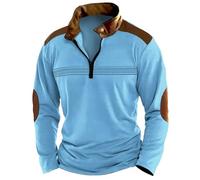 Polo Noir Pull Col Monté Homme Manches Longues Automne Hiver Fermeture Éclair Style sans Capuche Chemise Homme Blanche T-Shirt Polo Gant Tennis Fincut (Blue, XL)