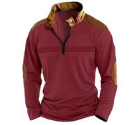 Polo Noir Pull Col Monté Homme Manches Longues Automne Hiver Fermeture Éclair Style sans Capuche Chemise Homme Blanche T-Shirt Polo Gant Tennis Fincut (Red, XL)