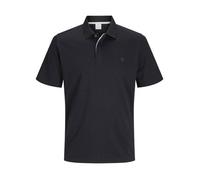 Polo noir uni à manches courtes avec une coupe regular et un col boutonné L
