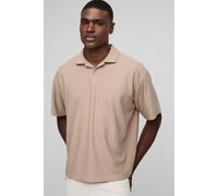 Polo oversize à rayures fines homme - taupe - M, taupe