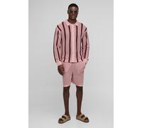 Polo oversize rayé à coutures apparentes homme - bordeaux - XS, bordeaux