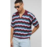 Polo oversize rayé en crochet homme - bordeaux - M, bordeaux