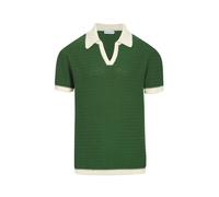 Polo OXKnit pour homme, style vintage, manches courtes, polo en maille, décontracté, d'été, pour homme, Blanc/vert foncé, M