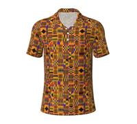 Polo polyvalent à imprimé ethnique tribal africain respirant confortable à manches courtes vêtements d'été décontractés, Noir , XL