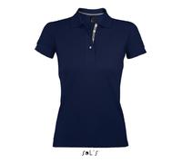 Polo Portland Femme French Marine - L - Manches courtes - Coupe ajustée - 100% coton Ringspun L