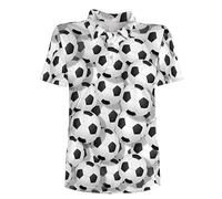 Polo pour femme avec motif de football - Maillot à manches courtes avec imprimé intégral - Haut décontracté pour les fans de la Coupe d'Europe, Style_v01 Blanc, M