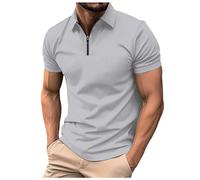 Polo pour Homme avec Fermeture éclair 1/4 Coupe Droite - Col décontracté Streetwear Hauts Col Zippe Vintage Été Col en V Zippé Chic Pas Cher Mode Plage Chemise Rayures Patchwork Tops