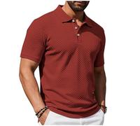Polo pour homme - Col rabattable - Boutonné - Coupe ample - Manches courtes - Séchage rapide - Uni - T-shirt d'été léger - Chemise Henley intelligente - Pour le travail, la plage, les vacances