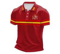 Polo pour homme coloré avec impression 3D - T-shirt d'entraînement à manches courtes - Polo d'été avec imprimé drapeau espagnol - Col à rabat - T-shirt à séchage rapide - T-shirt de sport - Haut de