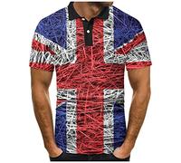 Polo pour Homme Coton,Hommes Mode Printemps éTé DéContracté à Manches Courtes O Cou Drapeau Imprimé T-Shirts Haut Chemisier